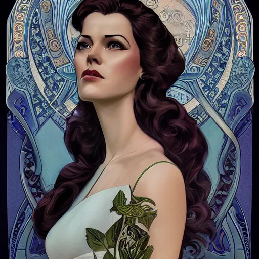 Image similar to an art nouveau, ( streamline moderne ), multi - ethnic and multi - racial portrait in the style of charlie bowater and donato giancola and charles dulac. very large, clear, expressive, and intelligent eyes. symmetrical, centered, ultrasharp focus, dramatic lighting, photorealistic digital matte painting, intricate ultra detailed background.