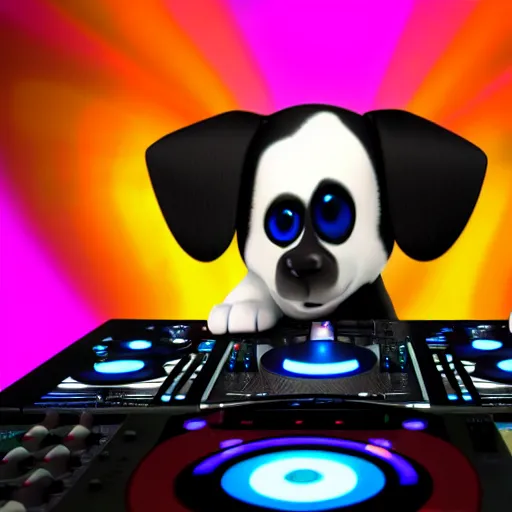 Image similar to puppy as a DJ, 8k, by Pixar