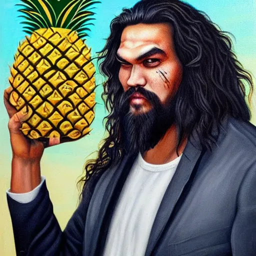 jason momoa as a pineapple at a fruit market, lowbrow | Stable ...