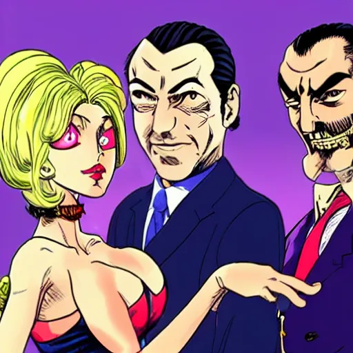 Image similar to Silvio Berlusconi, Salvini and Giorgia Meloni in Jojo bizarre adventures