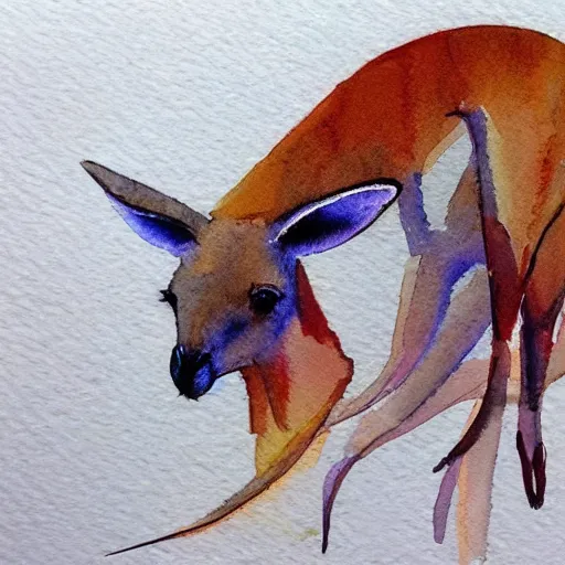 Image similar to kangaroo, watercolor, watercolor art, kangaroo, simple, white background