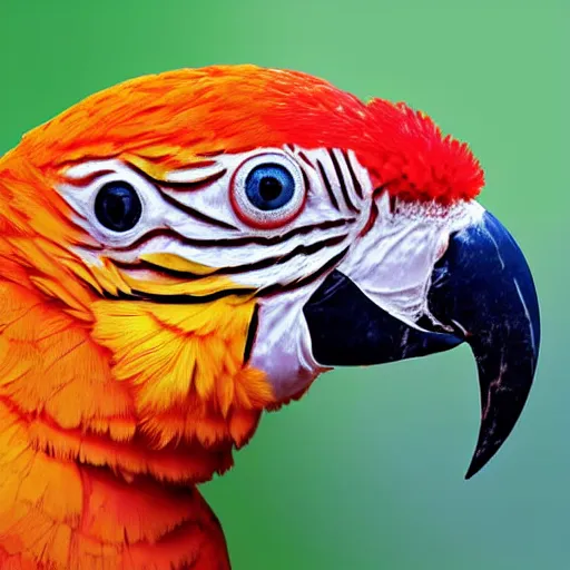 Prompt: huge orange parrot pecking at planet earth, digital art, stunningly funny image, 4 k, ultrarealistik