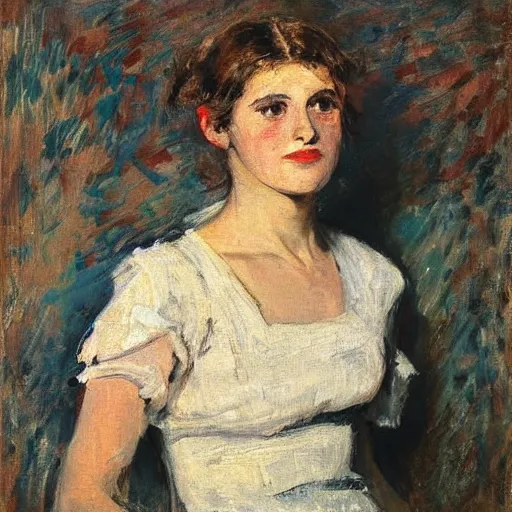 Prompt: photo of young woman by max liebermann