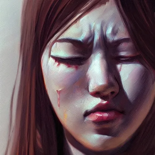 Image similar to “a pretty girl crying, realism, trending on artstation”