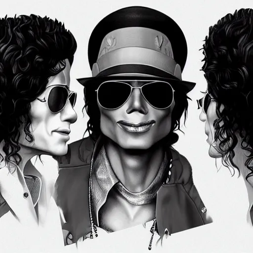 Prompt: gangster michael jackson. matte, facial features, symmetrical anatomy, hyperdetailed, digital art, baroque, pop punk art style, fantasy, body features, without duplication, art by artgerm and ilya kuvshinov and vinicius gud and gustavo zambelli, intricate, photoshop render.