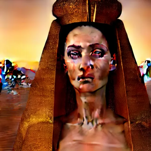 Prompt: photographic portrait of a stunningly beautiful renaissance priestess goth queen of egypt female in soft dreamy light at sunset, contemporary fashion shoot, by edward robert hughes, annie leibovitz and steve mccurry, david lazar, jimmy nelsson, breathtaking, 8 k resolution, extremely detailed, beautiful, establishing shot, artistic, hyperrealistic, beautiful face, octane render