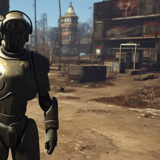 Image similar to in-game footage of Tim Pool in T-51 power armor in Fallout 4