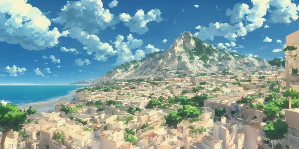 Prompt: beautiful anime Costa Blanca by makoto shinkai