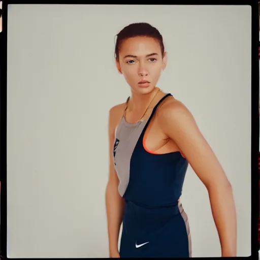 Image similar to realistic photoshoot for a new nike lookbook, color film photography, portrait of a beautiful person, in style of Addy Campbell, 35mm, graflex