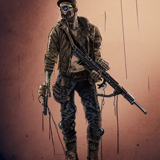 Prompt: Post apocalyptic vigilante, hd, intricate, grunge, desert punk, 8k, digital art