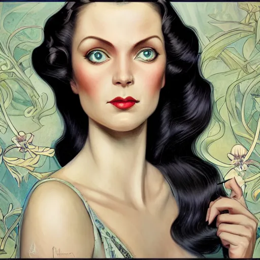 Image similar to an art nouveau, ( streamline moderne ), multi - ethnic and multi - racial portrait in the style of charlie bowater, and in the style of donato giancola and in the style of charles dulac. very large, clear, expressive and intelligent eyes. symmetrical, centered, ultrasharp focus, cinematic lighting, photorealistic digital painting, intricate detailed background.