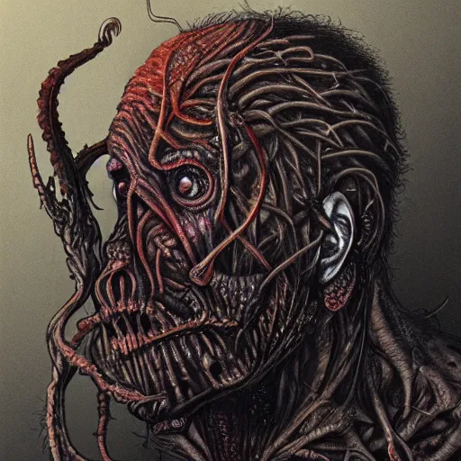 Image similar to biden became bloody ugly lovecraftian degenerate abomination, photo - realistic, color image, 2 k, highly detailed, bodyhorror, occult art, by giger