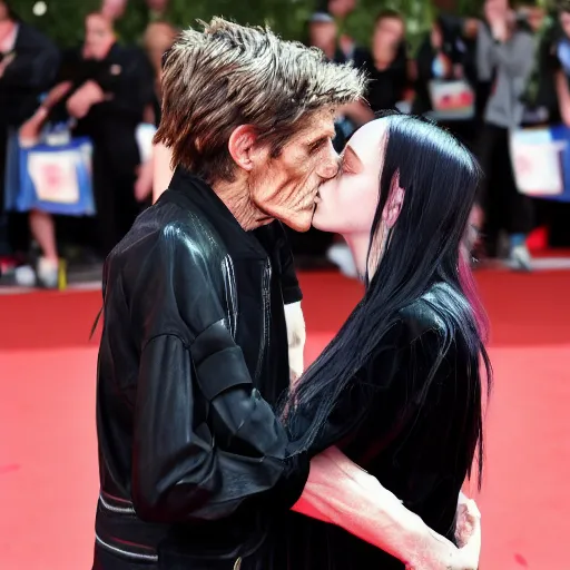 Prompt: billie eilish kissing willem dafoe 4k