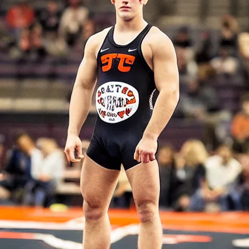 Prompt: “a realistic detailed photo of a American attractive college wrestler called Daton Fix from Oklahoma State University wearing his wrestling singlet”