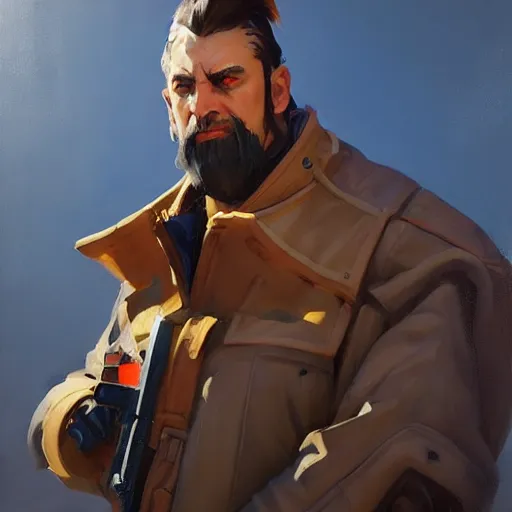 Prompt: greg manchess portrait painting of samweis gamdschie as overwatch character, medium shot, asymmetrical, profile picture, organic painting, sunny day, matte painting, bold shapes, hard edges, street art, trending on artstation, by huang guangjian and gil elvgren and sachin teng