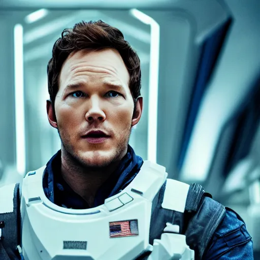 Prompt: portrait of a man, Chris Pratt as James Holden in The Expanse Remake, 2025 directed by Ridley Scott 4K