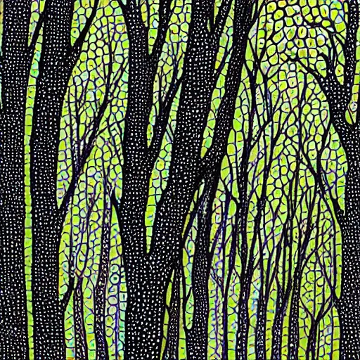 Image similar to boranup forest, drawn with dots, art, minimalist,