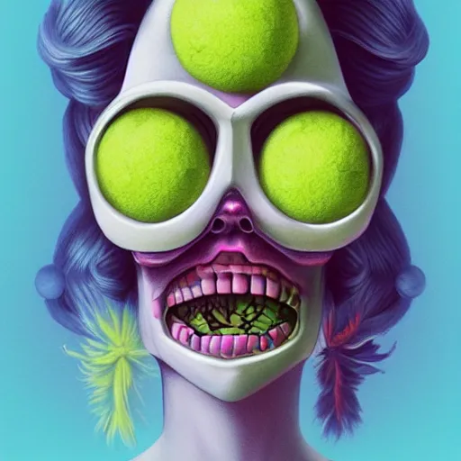 Image similar to Lofi vaporwave portrait tennis ball monster,chalk, Pixar style, Tristan Eaton, Stanley Artgerm, Tom Bagshaw