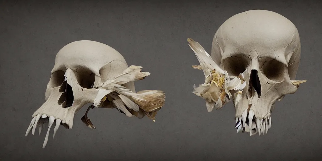 Image similar to photorealistic bird skulls, by katrina van grouw and bruce mahalski. occult photorealism, uhd