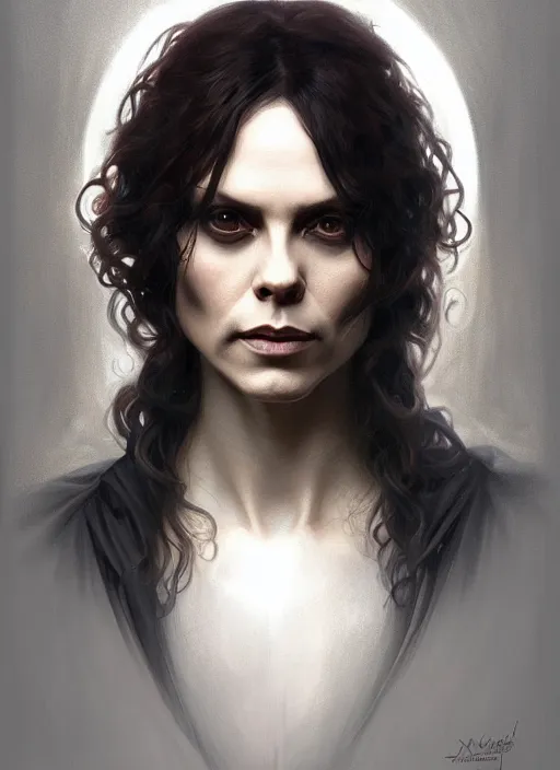 Image similar to ville valo, portrait, intricate, elegant, highly detailed, digital painting, artstation, concept art, wallpaper, smooth, sharp focus, illustration, art by artgerm and greg rutkowski and alphonse mucha