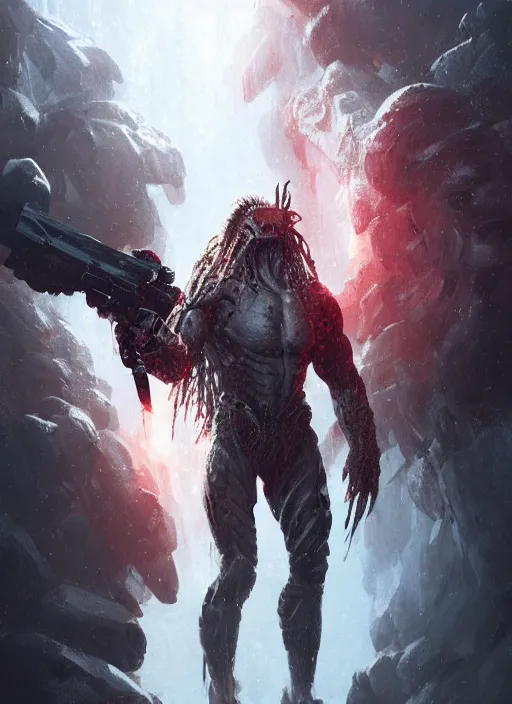 Prompt: A full portrait of The Predator , by dreadjim, Greg Rutkowski, , epic scifi character art, Exquisite detail, post-processing, low angle view, masterpiece, cinematic