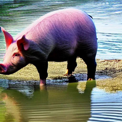 Prompt: hybrid of a pig and a crocodile, 4 k, nature photograph