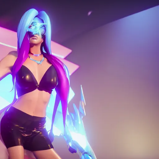 Image similar to still of pretty Caitlyn (Arcane) in KDA More music video. 3d render, octane render, game art, realistic, highly detailed, trending on artstation, 4k, trending on artstation, pixar, cgsociety, unreal engine 5, redshift render, trending on artstation, blender, behance, cg