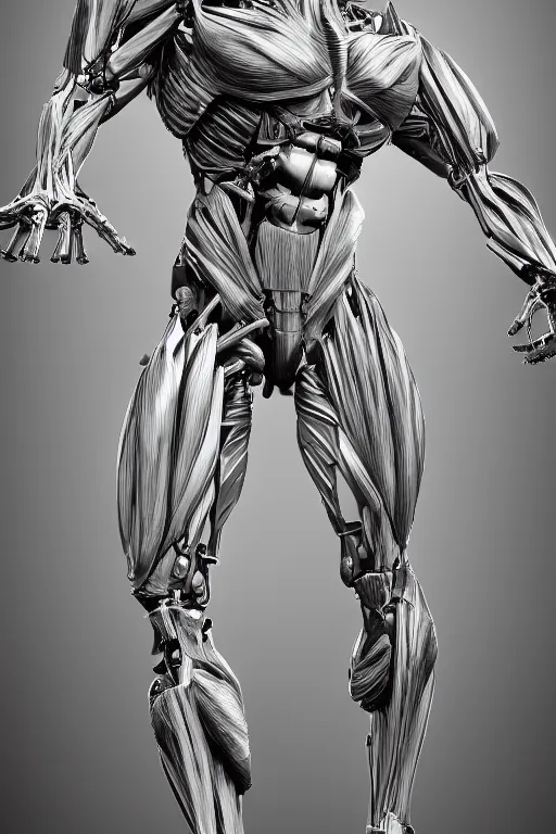 Image similar to full body mutant human anatomy concept, medical anatomy, cybernetic implants, gun metal grey, mecha limbs, muscular system reference, anatomical art, digital art, in the style of ruben alba, aaron sims, amanda lilleston, luka mivsek, bryan christie, ranjit ghosh, artstation, pinterest, deviantart, photoshop, octane render, unreal engine