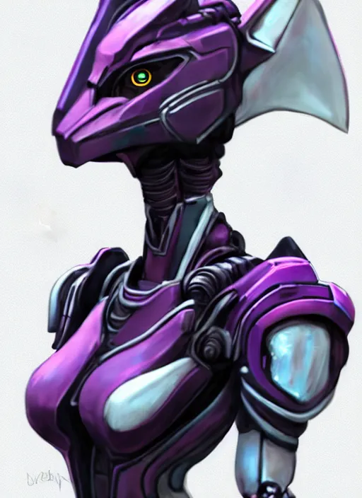 Image similar to cinematic bust shot, cosmic sized proportional stunning beautiful hot female warframe, detailed robot mecha female dragon head, metal ears purple eyes, sleek silver armor, fuschia skin, floating in empty space, nebula sized, posing elegantly, epic proportions, epic size, epic scale, furry art, dragon art, giantess art, warframe fanart, furaffinity, deviantart