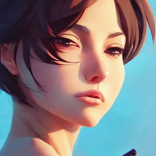 Image similar to a beautiful gina gershon alluring instagram model by guweiz and wlop and ilya kuvshinov and artgerm and makoto shinkai and studio ghibli, symmetrical eyes, aesthetic, gorgeous, stunning, alluring, attractive, artstation, deviantart, pinterest, digital art