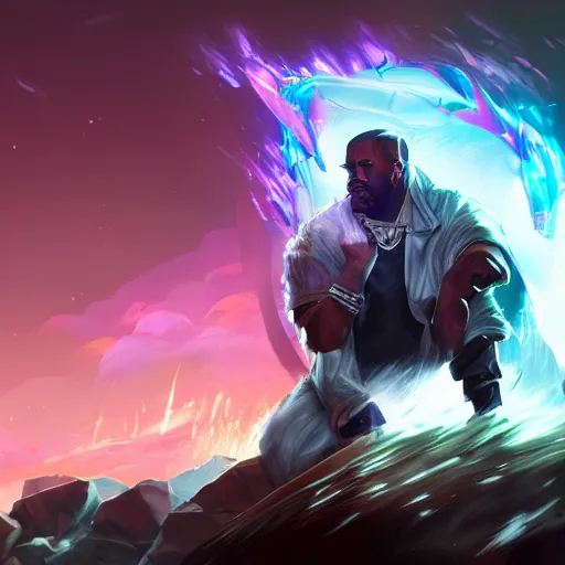 Image similar to Kanye West, League of Legends amazing splashscreen artwork, splash art, hd wallpaper, artstation