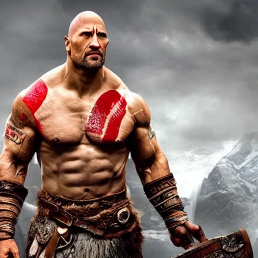 Image similar to Dwayne Johnson as God of war