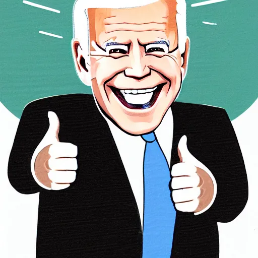 Prompt: cute chibi drawing of joe biden smiling and giving a thumbs up
