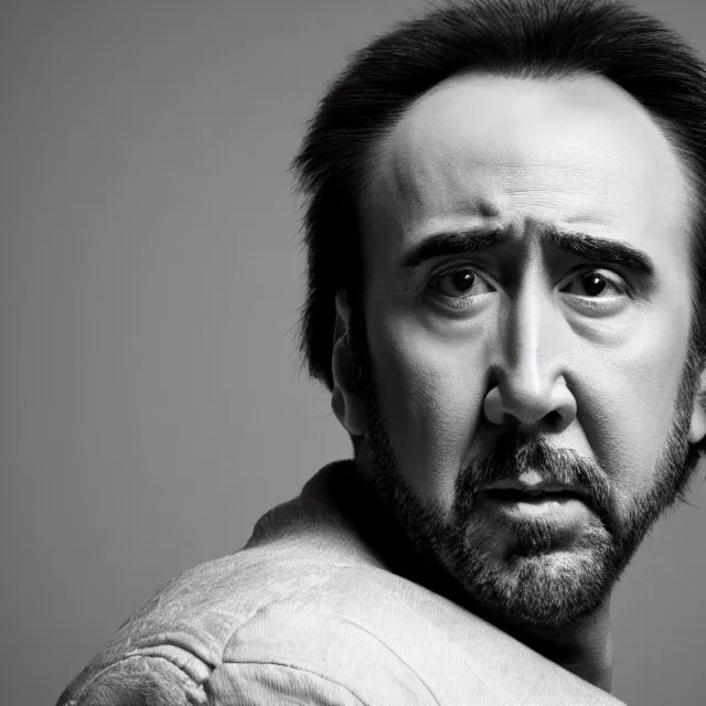 Image similar to nicolas cage headshot photo portrait headshot even lighting