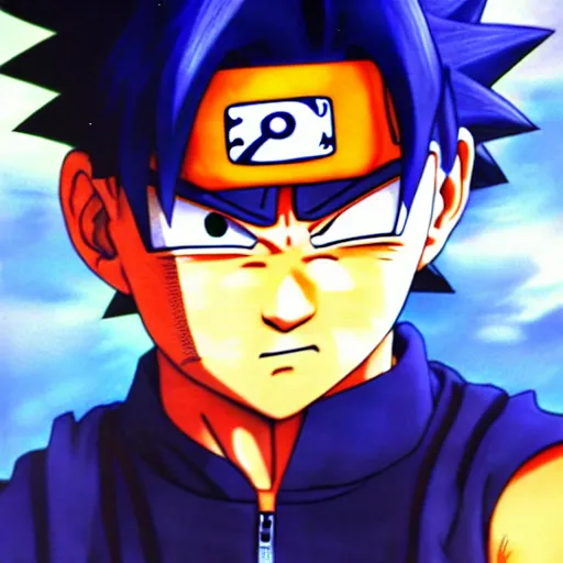 Image similar to ultra realistic portrait painting of a fusion of naruto and gohan art by akira toriyama, 4 k, dragon ball artstyle, cel shaded, highly detailed, epic lighting, full body