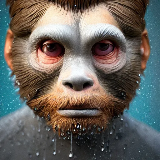 Prompt: willem dafoe as a marmoset, cartoon portrait made out of rain, realistic, highly detailed, neon, rendered in octane, unreal engine, rain, beautiful, trending on artstation, emotional