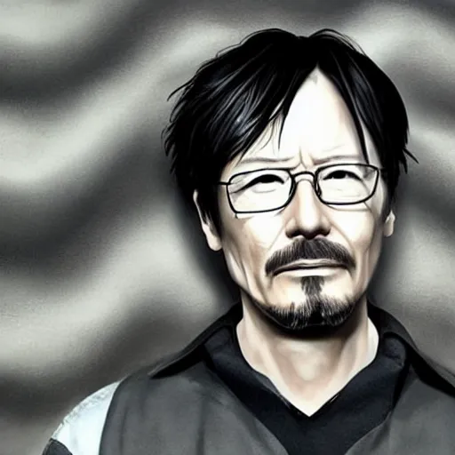 Prompt: Hideo Kojima as Walter White, matte paint, portrait, very coherent, airbrush