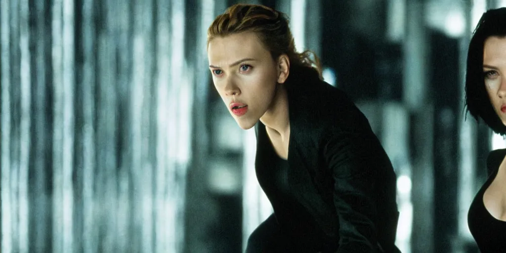 Image similar to Scarlett Johansson in a scene from The Matrix