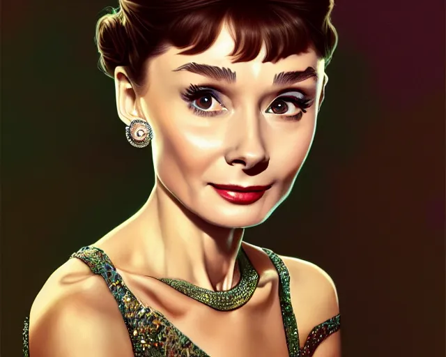 Image similar to photography of audrey hepburn in breakfast at tiffany's, deep focus, intricate, elegant, highly detailed, digital painting, artstation, concept art, matte, sharp focus, illustration, art by artgerm and greg rutkowski and alphonse mucha