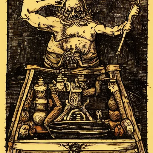 Image similar to dead alchemical old king boiling into mush