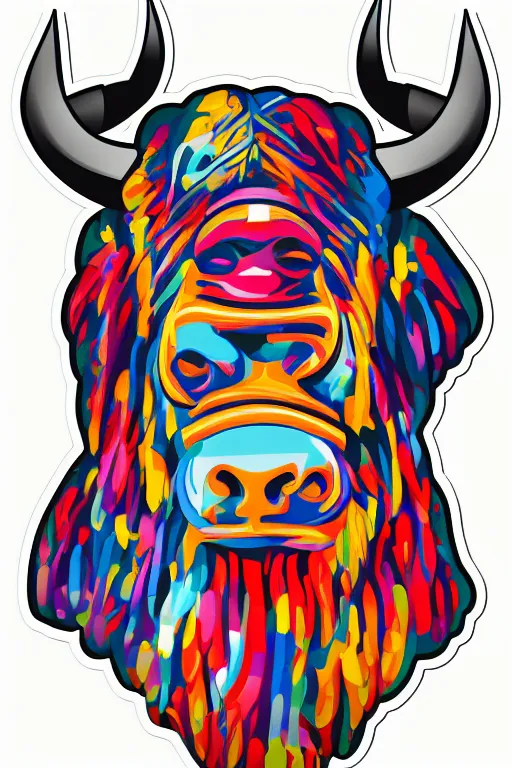 Image similar to A portrait of a dictator bull, sticker, highly detailed, colorful, illustration, smooth and clean vector curves, no jagged lines, vector art, smooth