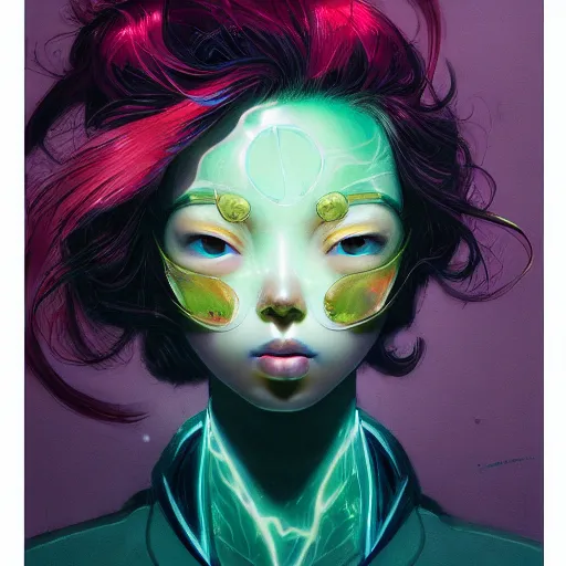 Image similar to prompt : jade lightning portrait soft light painted by james jean and katsuhiro otomo and erik jones, inspired by evangeleon anime, smooth face feature, intricate oil painting, high detail illustration, sharp high detail, manga and anime 1 9 9 9