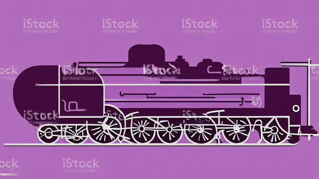 Image similar to Minimalistic vector art of a steam train on a purple background