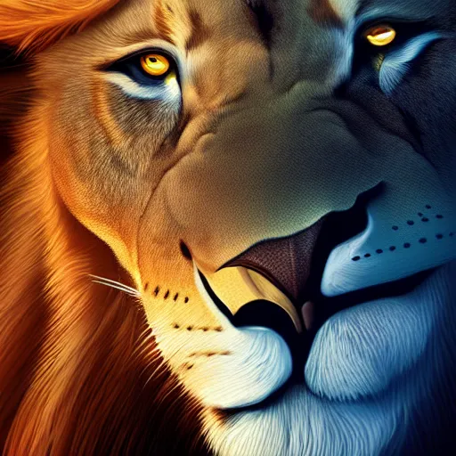 A close up of a lion, fierce, powerful, digital | Stable Diffusion ...