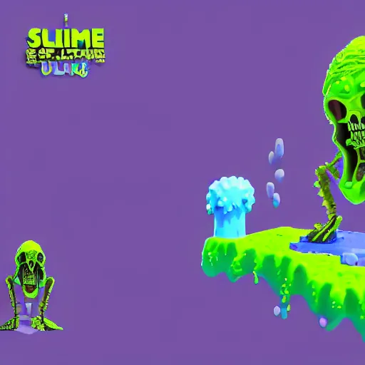 Image similar to slime lord king of the slime universe, skeleton, full body included, wide shot, 1 4 mm lens, f 2. 8, goopy, goop, fluids, soft tissue, subsurface scattering, reflections, ambient occlusion, raytracing, unreal engine 5, pixel art 8 - bit, by beeple