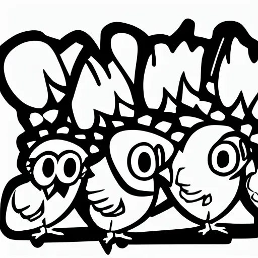 Prompt: a chicken cartoon for kids, vector line art