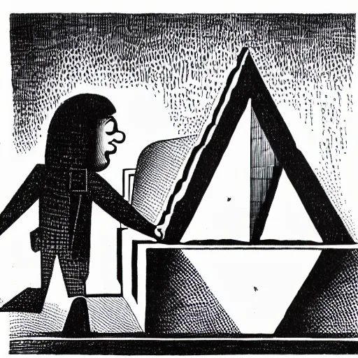 Prompt: pen - and - ink al hirschfeld cartoon of pythagorean theorem