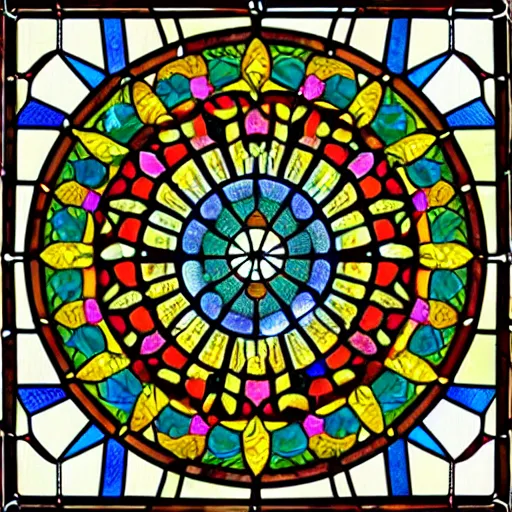 Prompt: stained glass floral mandala, 2 d, geof darrow, 8 k, artstation, yellow