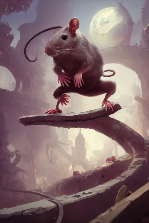 Image similar to a rat, in the style of Rayman origins, michael ancel, Ruan Jia and Mandy Jurgens and Greg Rutkowski, trending on Artstation, award winning, unreal engine, octane render W 1024