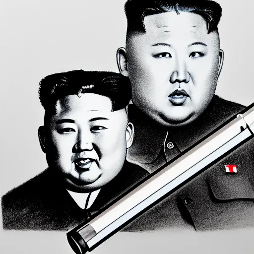 Image similar to a very detailed pencil drawing of kim jong un holding a lightsaber 4 k, high resolution, still, landscape, hd, dslr, hyper realistic, sketch